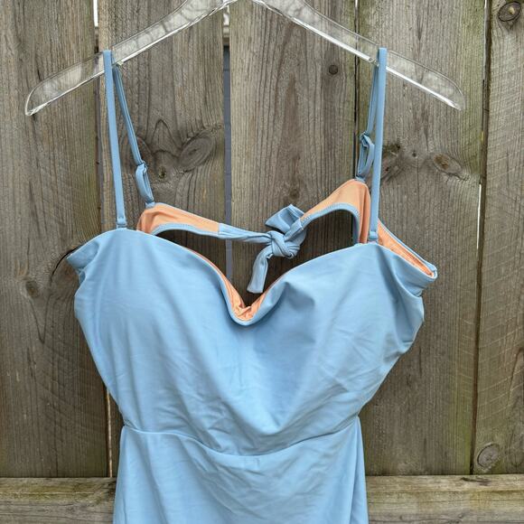 J. Crew Swimsuit Cutout Tie-Back One Piece Light Blue Size 16 - Picture 4 of 7